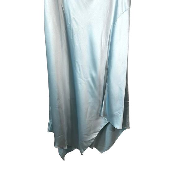 XSCAPE Women's Satin Midi Dress Asymmetrical Hem Light Blue Plus Size 14 Fairy - Picture 4 of 10